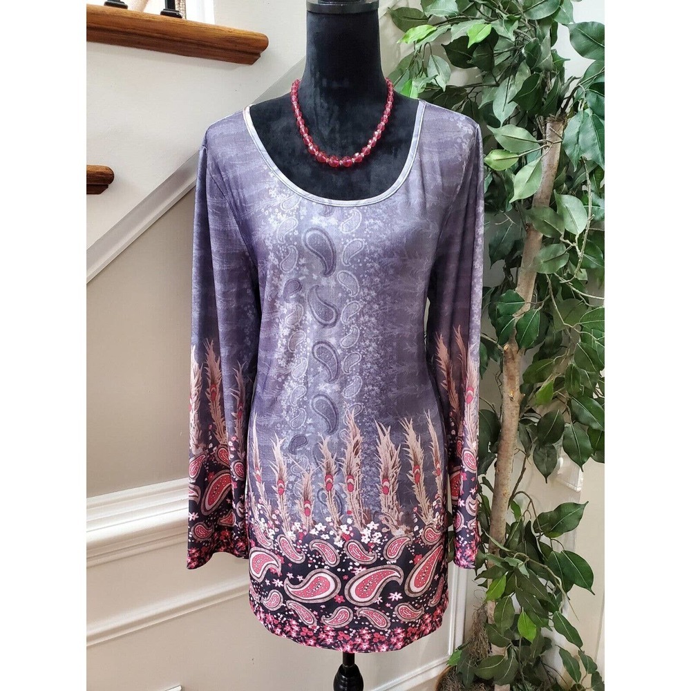 Hibelle Women's Purple Round Neck Long Sleeve Pullover Top Blouse Size X-Large